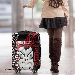 Personalised New Zealand Christmas Luggage Cover Meri Kirihimete Maori Wheku Taniko Art