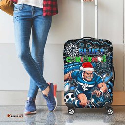 Merry Christmas AFL Carlton Blues Luggage Cover Aboriginal Santa Football Mascot
