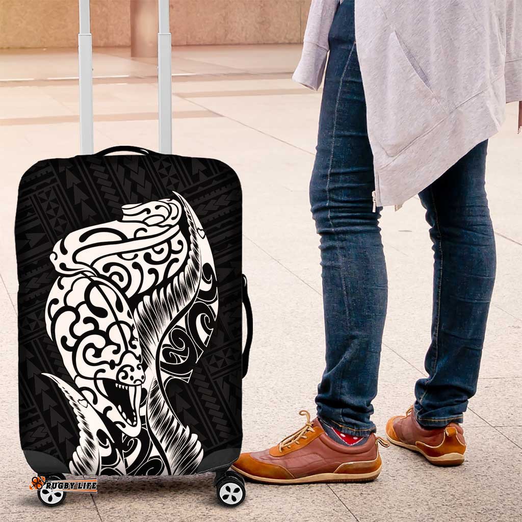 New Zealand Eel Luggage Cover Tuna Aotearoa Maori Patten Black