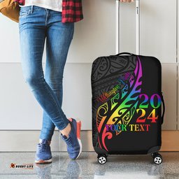 Personalised New Zealand Wellington Pride Luggage Cover Maori Fern with Pride Flag 2024