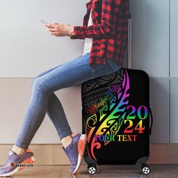 Personalised New Zealand Wellington Pride Luggage Cover Maori Fern with Pride Flag 2024