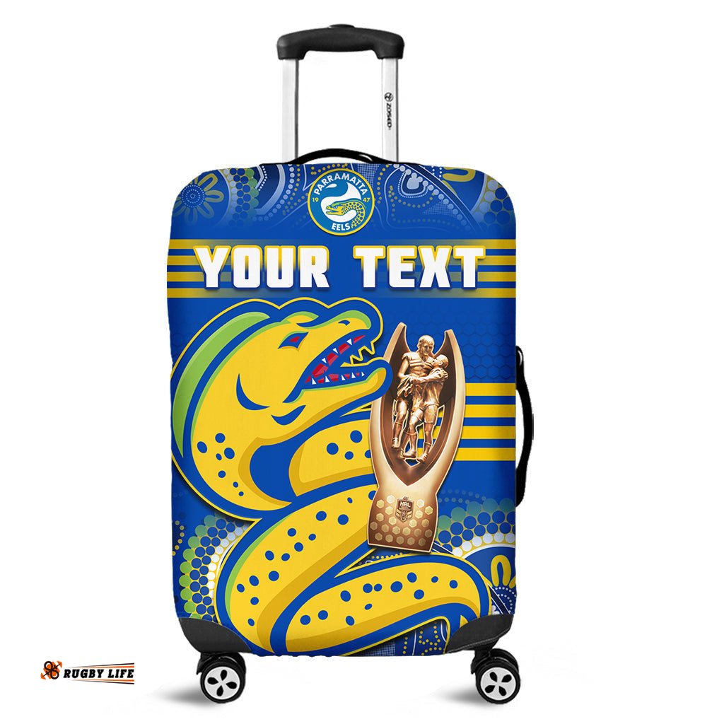 Custom Personalised Parramatta Rugby Luggage Cover Eels Premiers Indigenous Artsy
