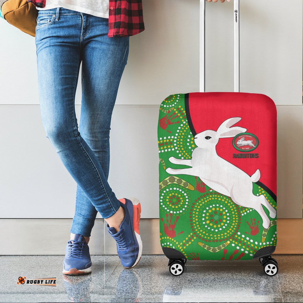Australia Rabbitohs Luggage Cover NAIDOC Pattern With Rabbits 0