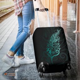 Light Silver Fern Luggage Cover Turquoise