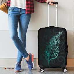 Light Silver Fern Luggage Cover Turquoise