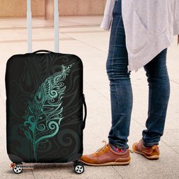 Light Silver Fern Luggage Cover Turquoise