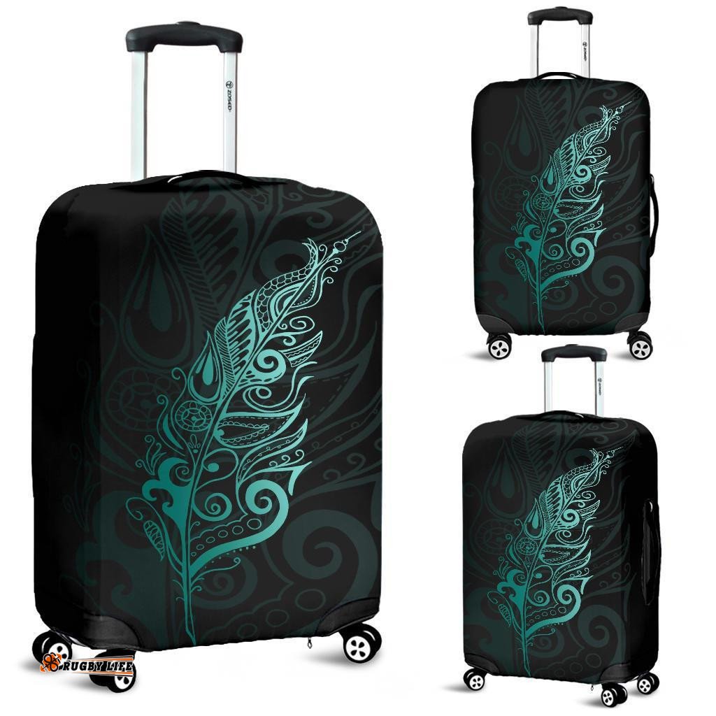 Light Silver Fern Luggage Cover Turquoise