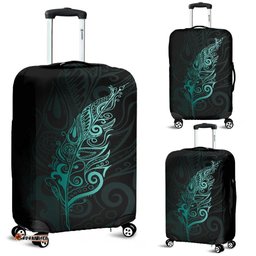 Light Silver Fern Luggage Cover Turquoise
