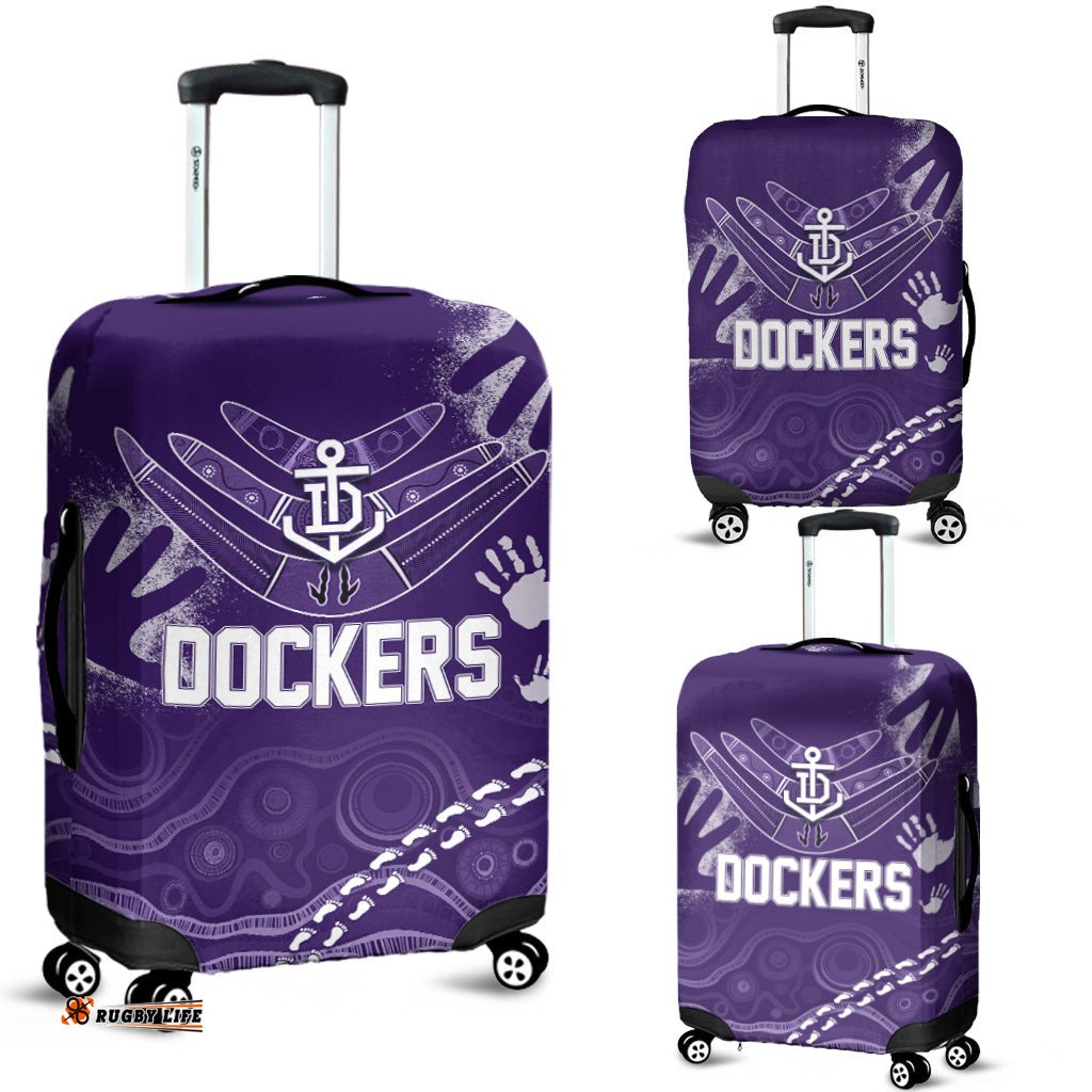 Freo Dockers Aboriginal Luggage Cover Purple Tsunami