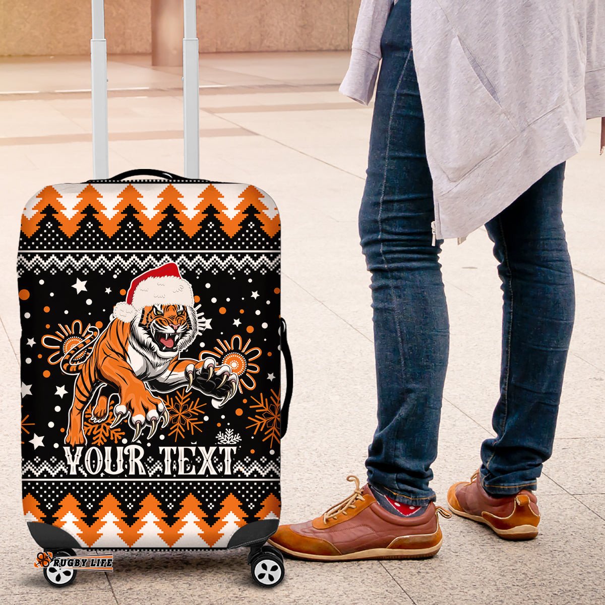 Custom Tigers Rugby Luggage Cover Chirstmas Vibe