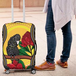 Waratah And Banksian Cockatoo Luggage Cover Aboriginal Art