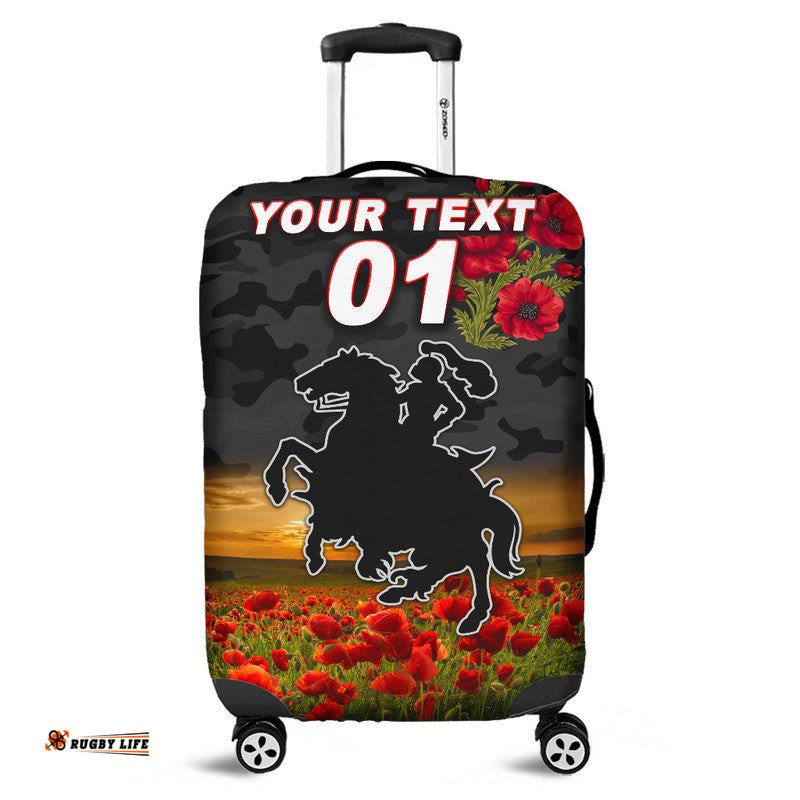Custom Personalised St. George Illawarra Dragons ANZAC Luggage Cover Poppy Flowers Vibes Black