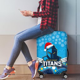 Titans Rugby Christmas Luggage Cover Merry Xmas Mix Aboriginal Art