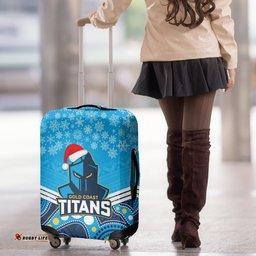 Titans Rugby Christmas Luggage Cover Merry Xmas Mix Aboriginal Art