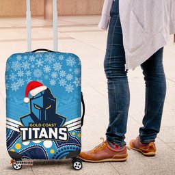 Titans Rugby Christmas Luggage Cover Merry Xmas Mix Aboriginal Art