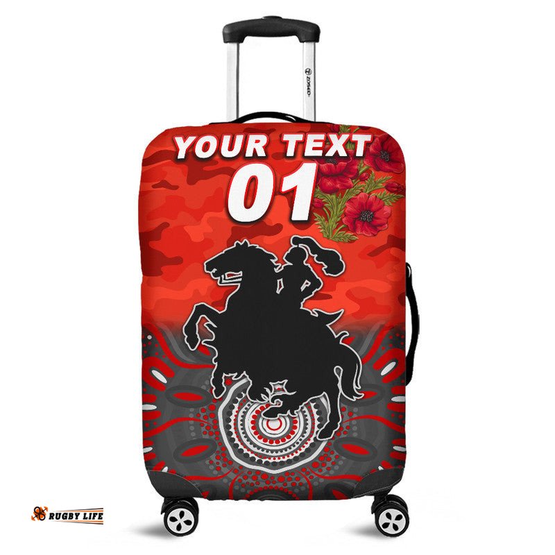 Custom Personalised St. George Illawarra Dragons ANZAC Luggage Cover Indigenous Vibes Red