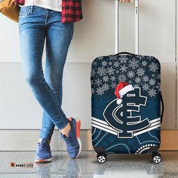 Custom Blues Football Christmas Luggage Cover Merry Xmas Mix Aboriginal Art