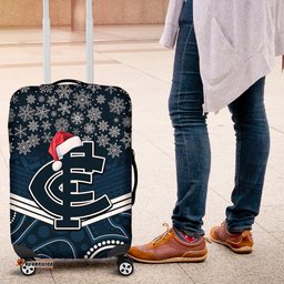 Custom Blues Football Christmas Luggage Cover Merry Xmas Mix Aboriginal Art