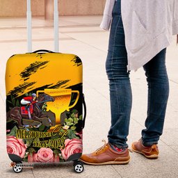 Personalised Australia Melbourne Cup Day Luggage Cover Horse Racing Trophy With Roses