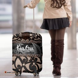 Kia Ora New Zealand Luggage Cover Aotearoa Proud Maori With Silver Fern