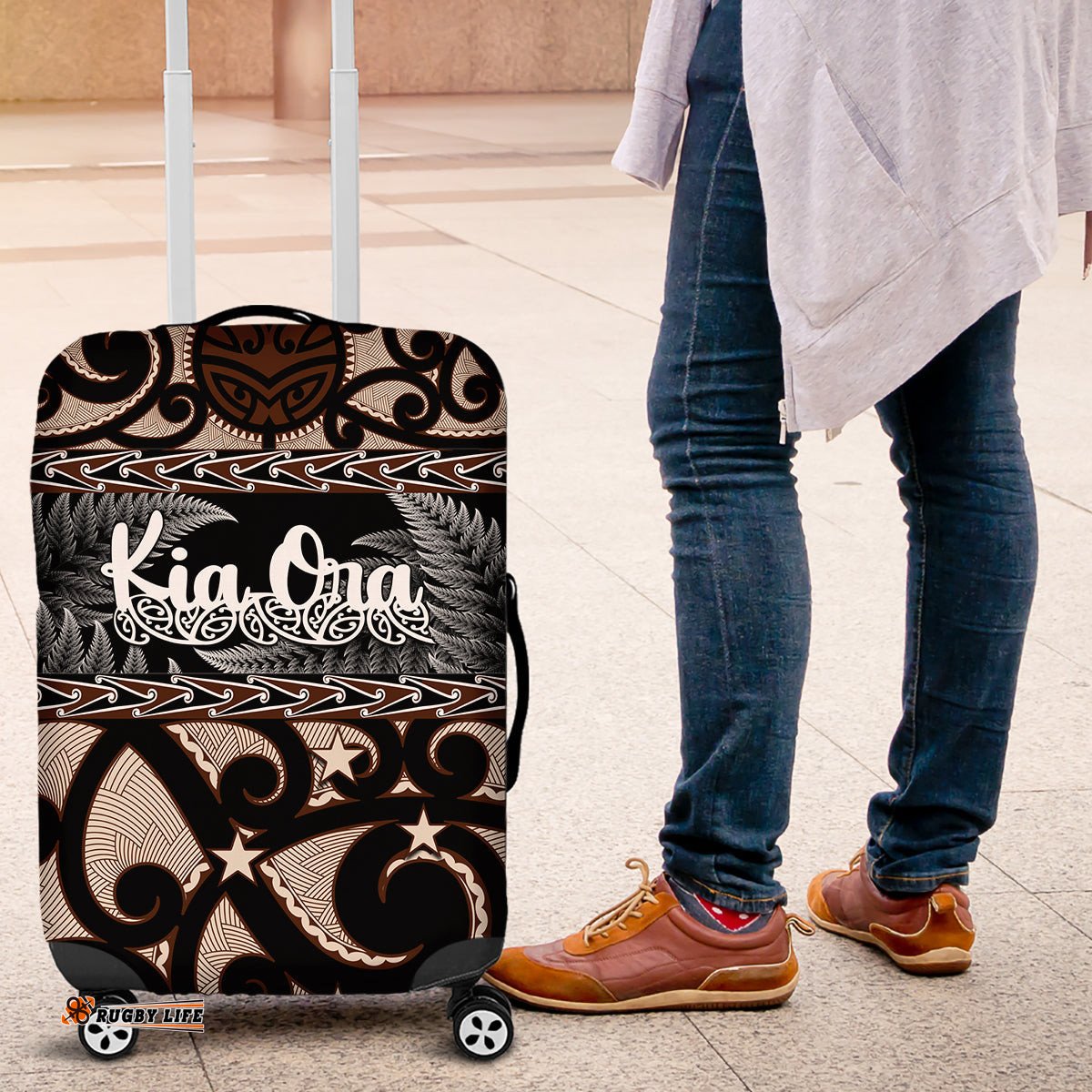 Kia Ora New Zealand Luggage Cover Aotearoa Proud Maori With Silver Fern