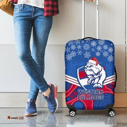 Bulldogs Football Christmas Luggage Cover Merry Xmas Mix Aboriginal Art