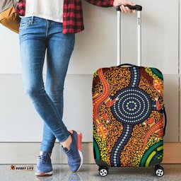 Luggage Covers Aboriginal Two Lizards Dot Painting Circle