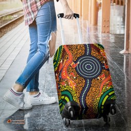 Luggage Covers Aboriginal Two Lizards Dot Painting Circle