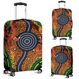 Luggage Covers Aboriginal Two Lizards Dot Painting Circle