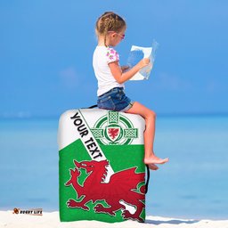 Custom Personalised Wales Football Luggage Cover Come On Welsh Dragons With Celtic Knot Pattern