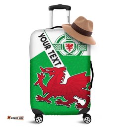 Custom Personalised Wales Football Luggage Cover Come On Welsh Dragons With Celtic Knot Pattern