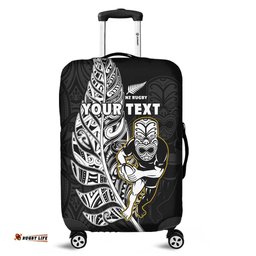 Custom Personalised New Zealand Silver Fern Rugby Luggage Cover All Black Maori Version Black
