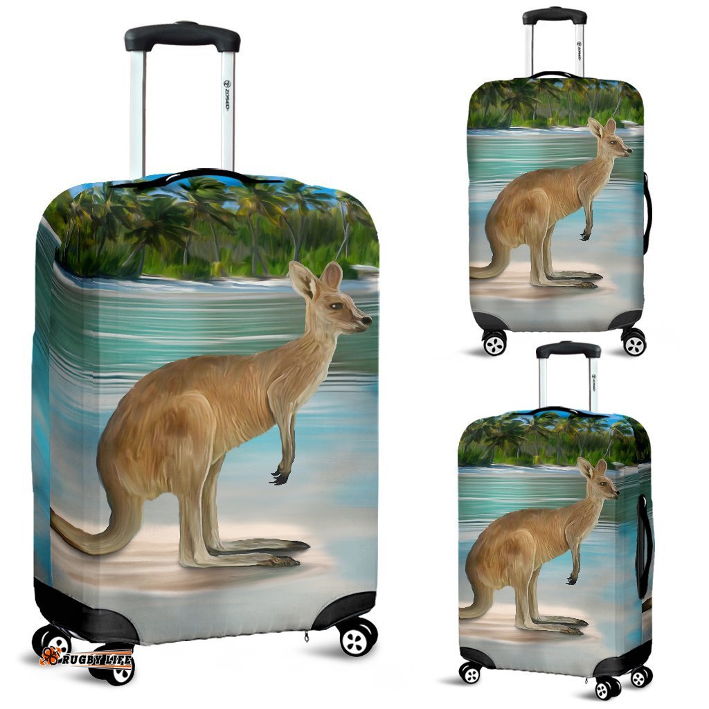 Luggage Cover Kangaroo Beach Landscape Art