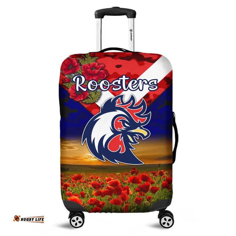 Sydney Roosters ANZAC Luggage Cover Poppy Flowers Vibes Blue