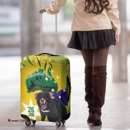 Tasimania Devil Australia Day Luggage Cover Aussie Aussie Aussie Oi! Oi! Oi! Green