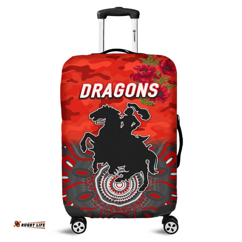 St. George Illawarra Dragons ANZAC Luggage Cover Indigenous Vibes Red