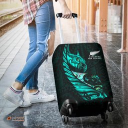 New Zealand Luggage Cover Manaia Paua Fern Wing Turquoise