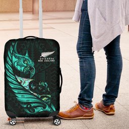 New Zealand Luggage Cover Manaia Paua Fern Wing Turquoise