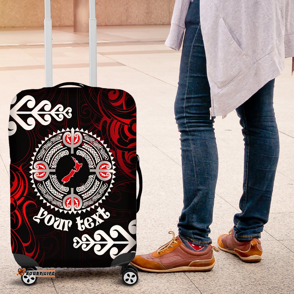 New Zealand Waitangi Day Personalised Luggage Cover Aotearoa Te Ra O Waitangi With Maori Tattoo