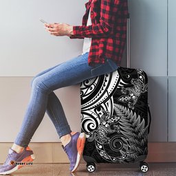 New Zealand Lizard Luggage Cover Silver Fern Aotearoa Maori