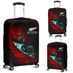 New Zealand Luggage Cover Manaia Paua Fern Wing Red