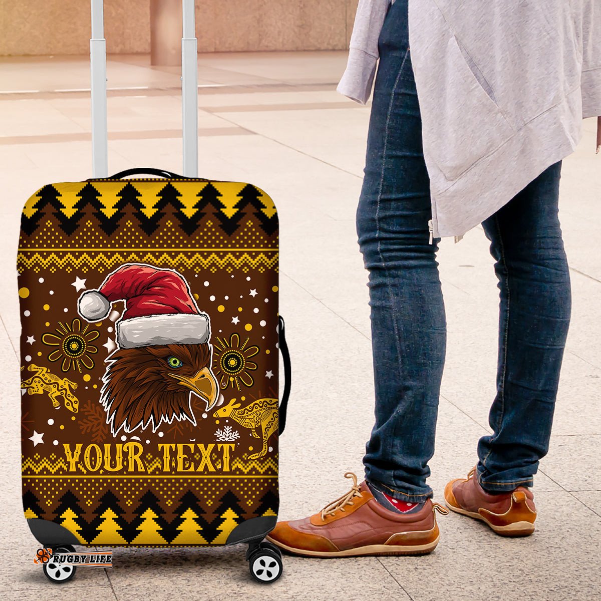 Hawks Football Luggage Cover Spectemur Agendo Christmas Vibe