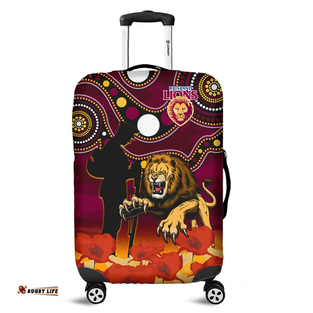 Brisbane Lions Football ANZAC Luggage Cover Aboriginal Mix Poppy Camouflage