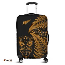 New Zealand Haka Rugby Maori Luggage Cover Silver Fern Vibes Gold