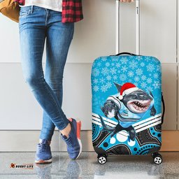 Sharks Rugby Christmas Luggage Cover Merry Xmas Mix Aboriginal Art