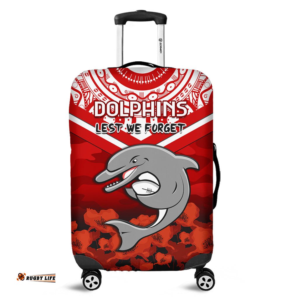 Dolphins Rugby ANZAC Luggage Cover Dots Poppy Mix Camouflage Lest We Forget