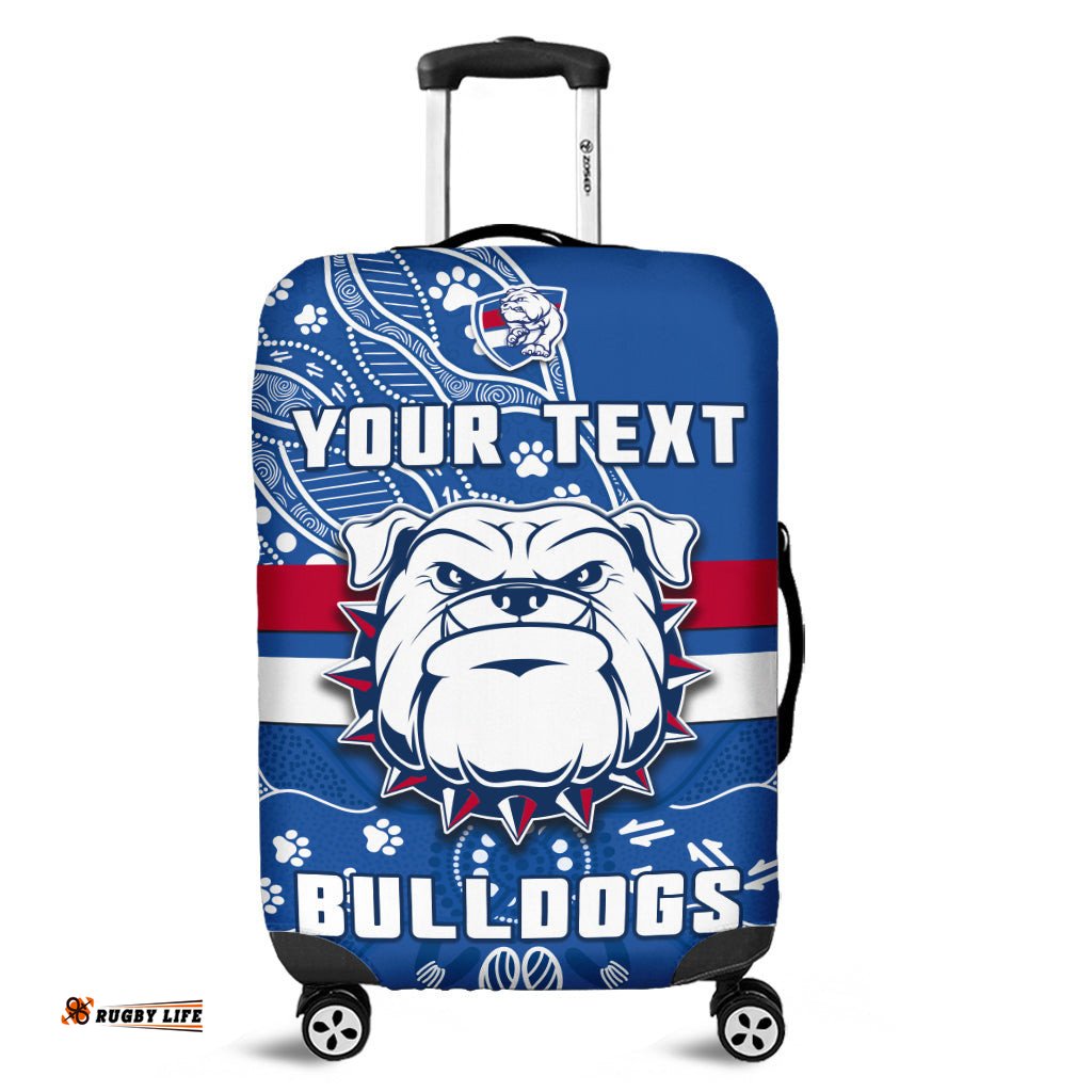 Custom Personalised Bulldogs Football Luggage Cover Scraggers 1877 Aboriginal Dot Painting Newest Version