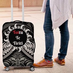 Toitu Te Tiriti Aotearoa Silver Fern Luggage Cover New Zealand Maori Pattern