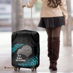 New Zealand Silver Fern Rugby Luggage Cover Pacific Kia Haka Kiwis With Maori Ta Moko