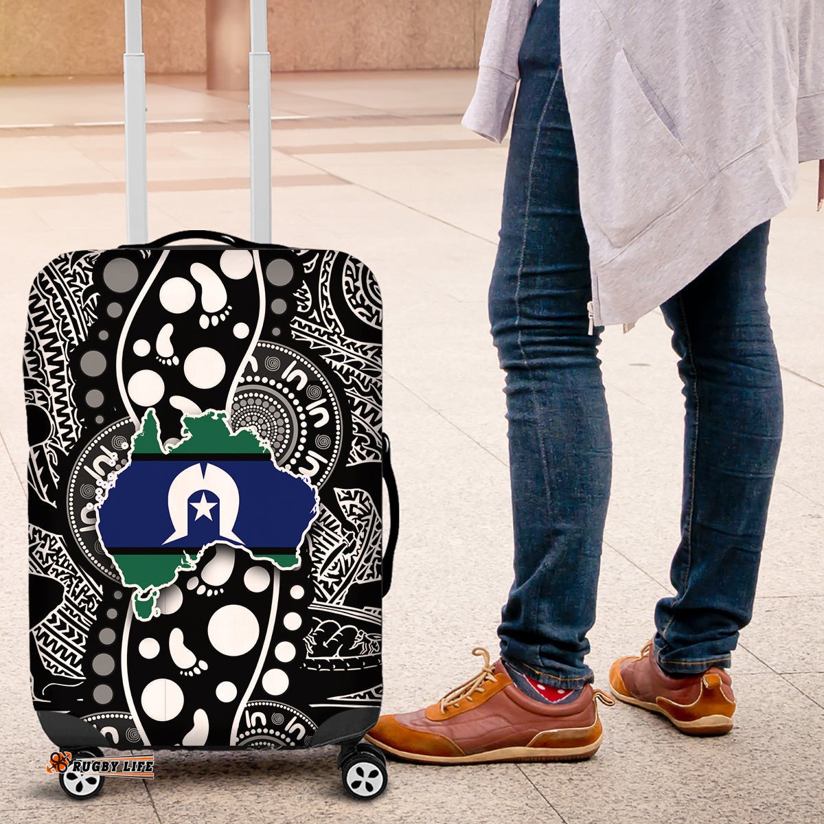 Torest Trait Islands Map Mix Aboriginal Pattern Luggage Cover